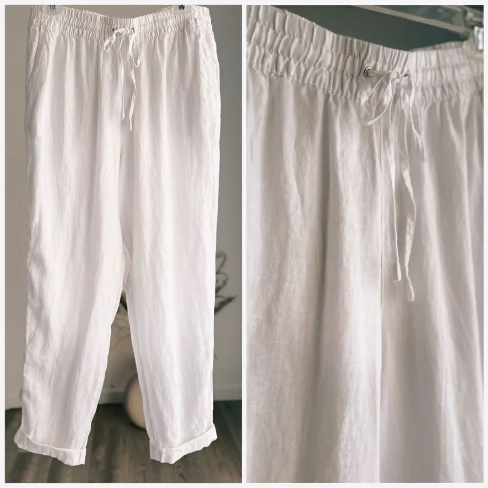 100% Linen H&M Pants Joggers White New